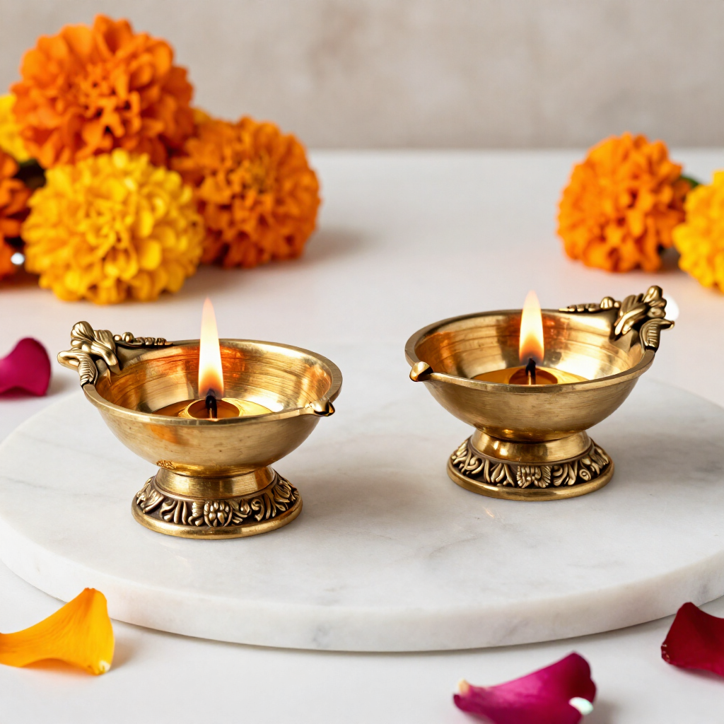 Brass Diya Set