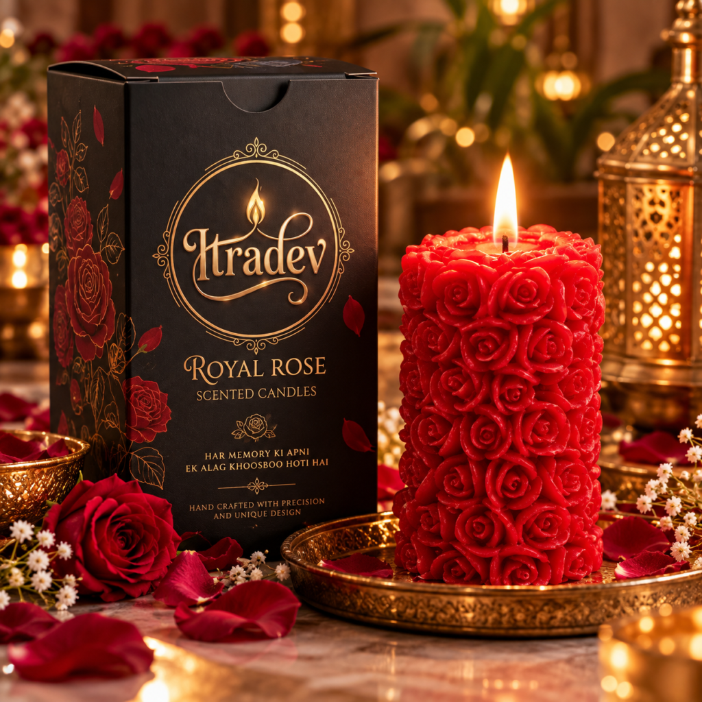 Royal Rose Scented Candle - Rose Pattern